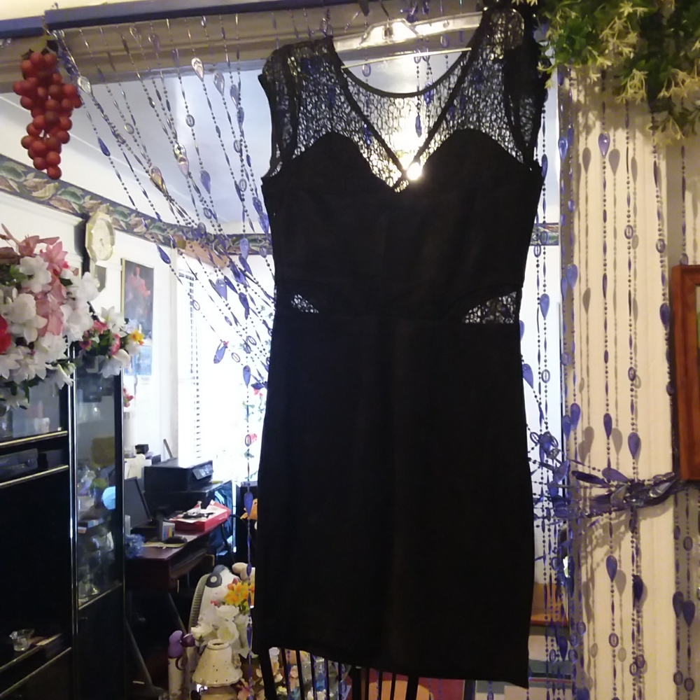 ADORABLE LARGE BLACK FATE LACE TOP  DRESS
